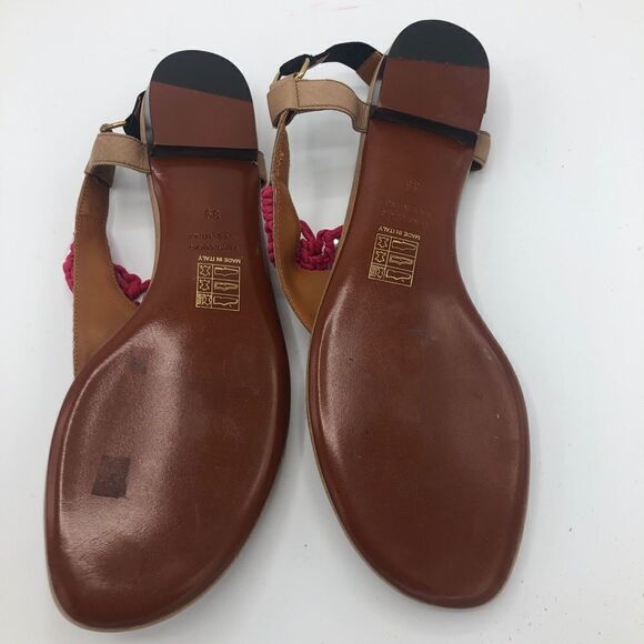 NEW Lanvin Pink Crochet Pearl T-strap Sandals 9 Summer‎ Strap Flat 39 - Picture 5 of 8